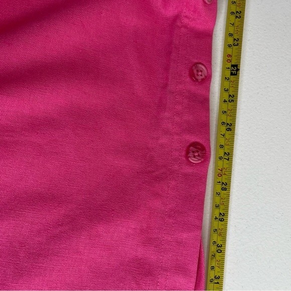 Denim and Co Linen Blend Jumper Dress Pink Maxi Button Side Pockets Women Small - Picture 8 of 13
